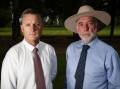 BACK THE BLUE: Gunnedah mayor Jamie Chaffey was joined by Tamworth mayor Russell Webb in the call for more support for the thin blue line. Photo: Gareth Gardner