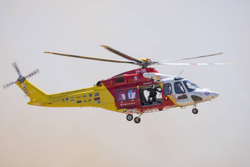 EMERGENCY: The rescue chopper was tasked to a property south of Gunnedah on Thursday evening. Photo: WRHS