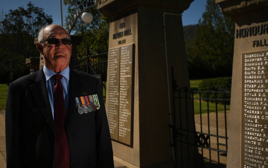 CALLED UP: Vietnam veteran Geoff Maynes will spend Anzac Day at home this year, but we will all pause to remember those who served Australia. Photo: Gareth Gardner