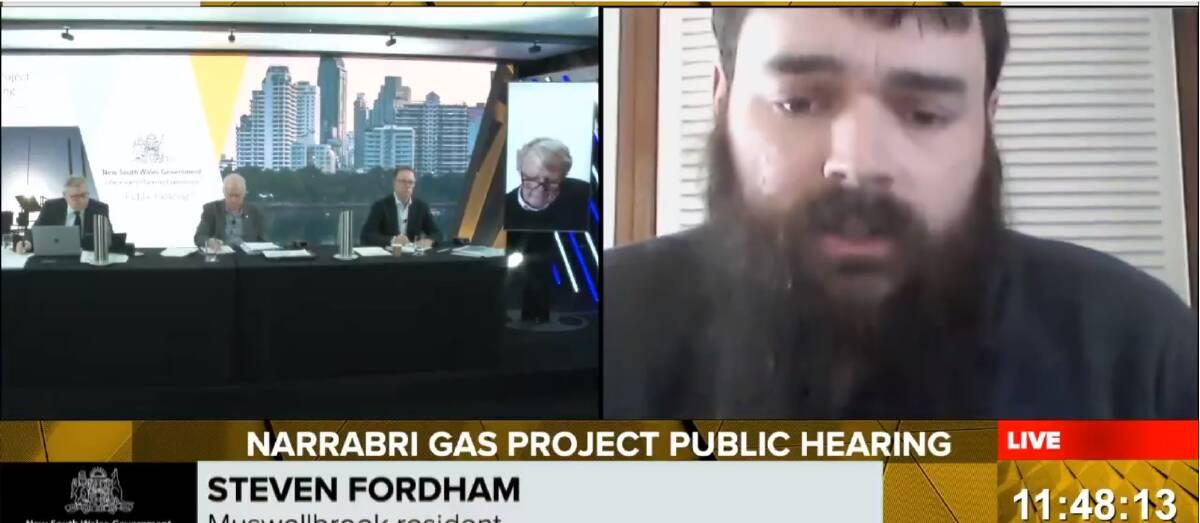 Gas hearings: Gunnedah-born Steven Fordham told the Independent Planning Commission the Narrabri Gas Project would have benefits to the local economy.