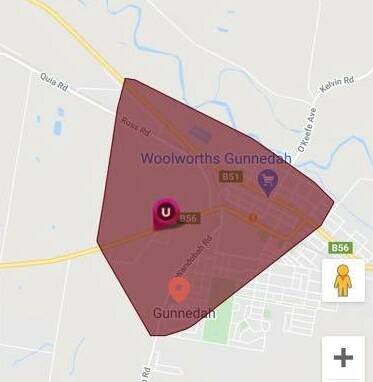 POWER OUT: The extent of the power outage in Gunnedah on Tuesday night.