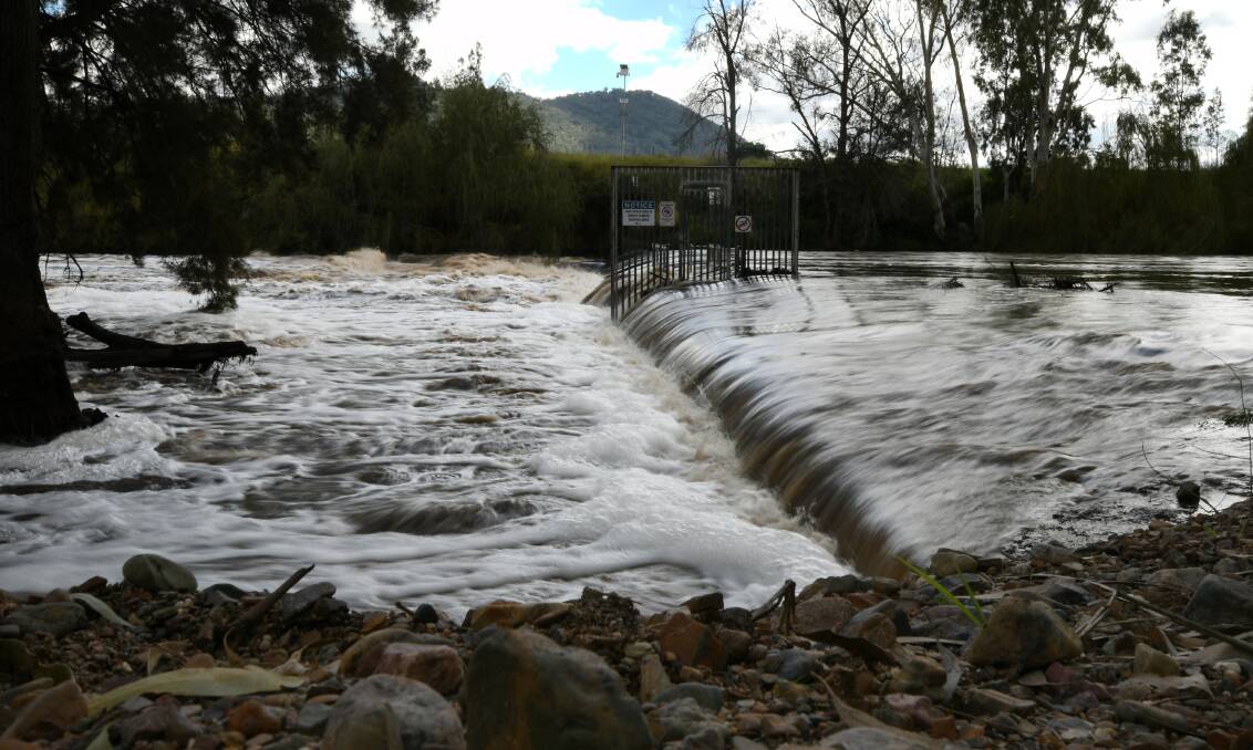 GOOD FLOWS: The Namoi River at the Manilla weir raging in March, 2021. Photo: Gareth Gardner, File

