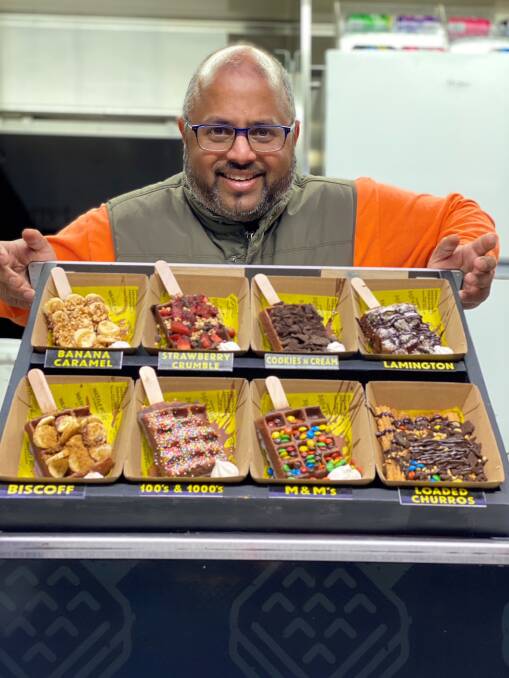 LOOKS GOOD: Deep Shah shows us whats on offer at the Wafflepopz Food Truck this Friday. Photo supplied.