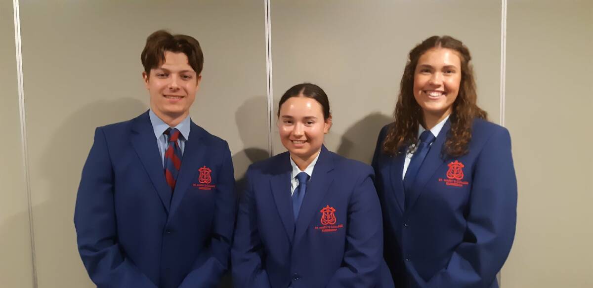 GOOD GROUP: St Mary's three representatives at last week's Rotary cluster public speaking finals.