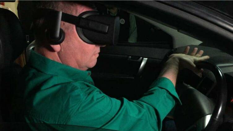 Barnaby Joyce tries out the simulator.