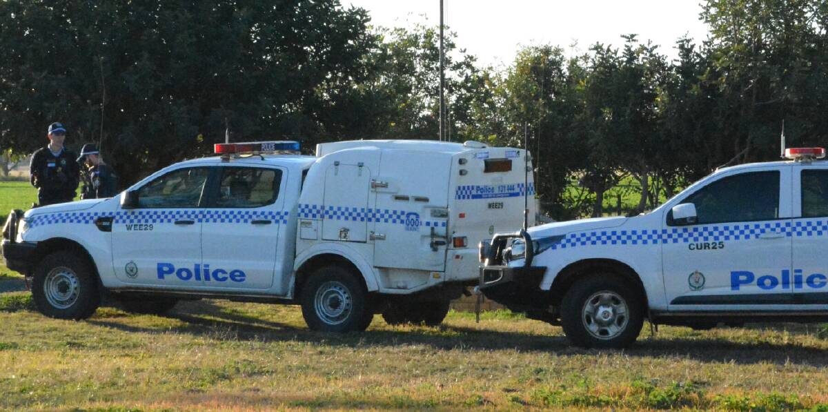 MURDER CASE: Oxley police at the property on the outskirts of Gunnedah after the young girl's body was discovered earlier this year. Photo: ACM