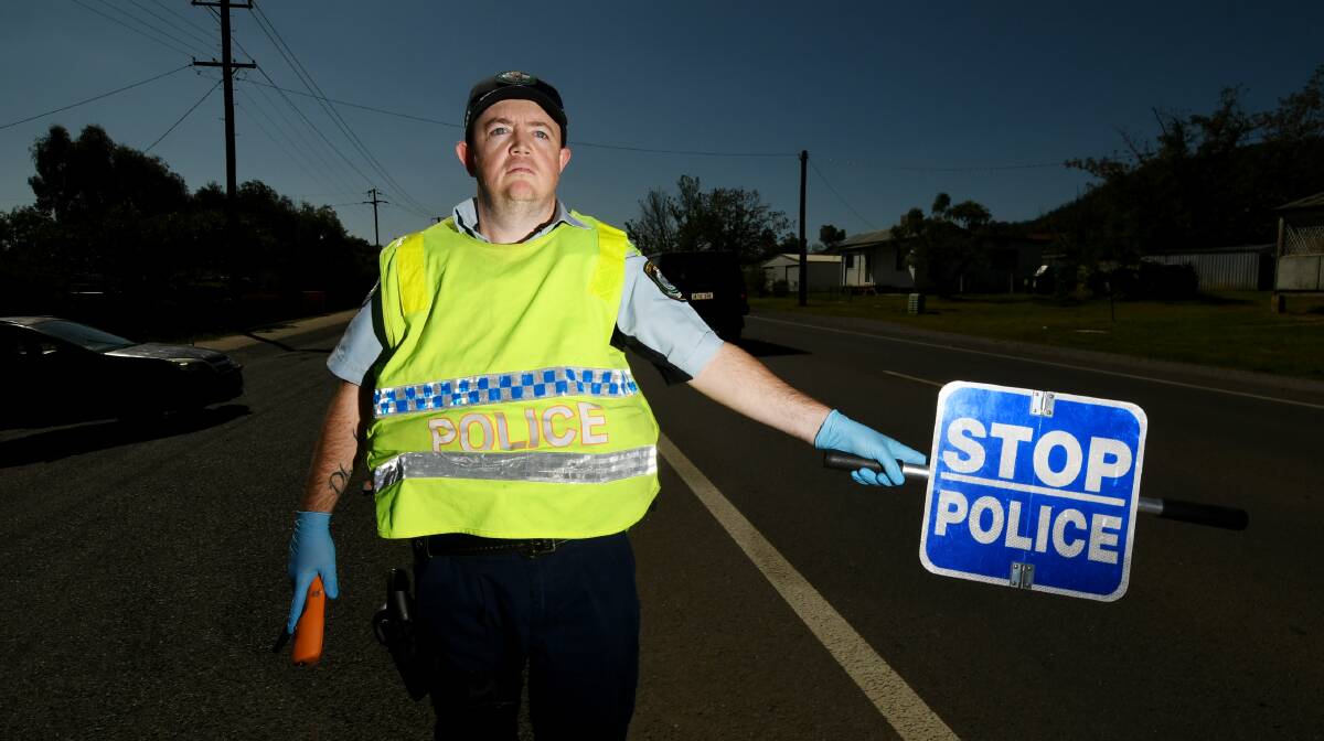 BUSTED: Oxley Police District Highway Patrol Senior Constable Shaun Patterson. Photo: Gareth Gardner 051020GGE01