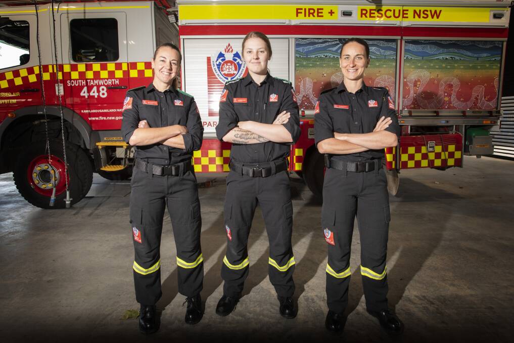 NEW RECRUITS: Retained firefighters Amy Van Der Graaf, Jasmine Swift and Celine Simon. Photo: Peter Hardin 170221PHA004