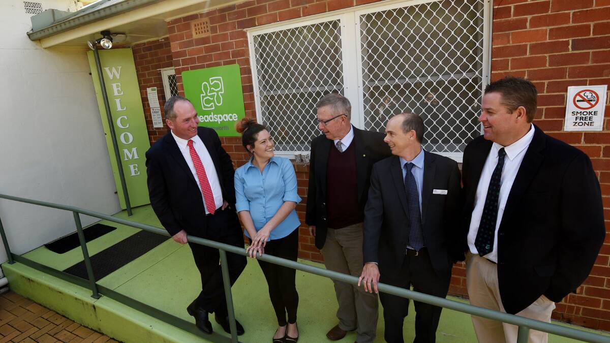New funding: Parkes MP Mark Coulton (centre) and Primary Health Network CEO Richard Nankervis at the announcement of Headspace facilities in 2017. Photo: Gareth Gardner 