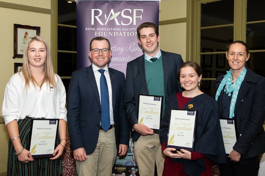 WINNERS: Haylee Murrell, Alistair Scott, Ellen Coote, and Cassie McBean with Northern Tablelands MP Adam Marshall at the awards night.