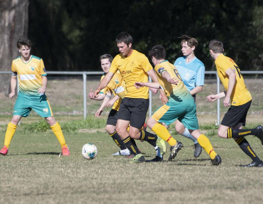On fire: Rob Pryor continued his goal-scoring form with a hat-trick in Gunnedah FC's final round win over Kootingal. Photo: Peter Hardin