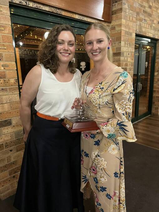 Peta Lawrence (right) was adjudged the women's best and fairest player for the year. Picture Sarah Stewart