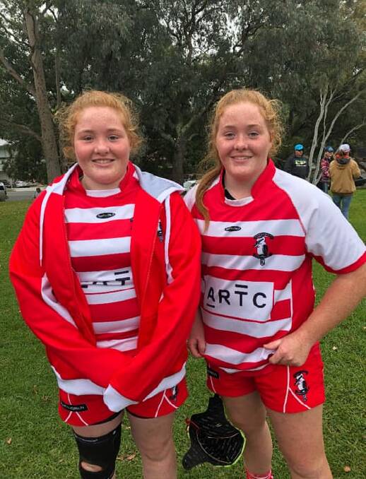 Double the threat: Olivia (left) and Eliza O'Donnell suited up for the runner-up finishing Central North under-15 girls at the weekend's State Championships.