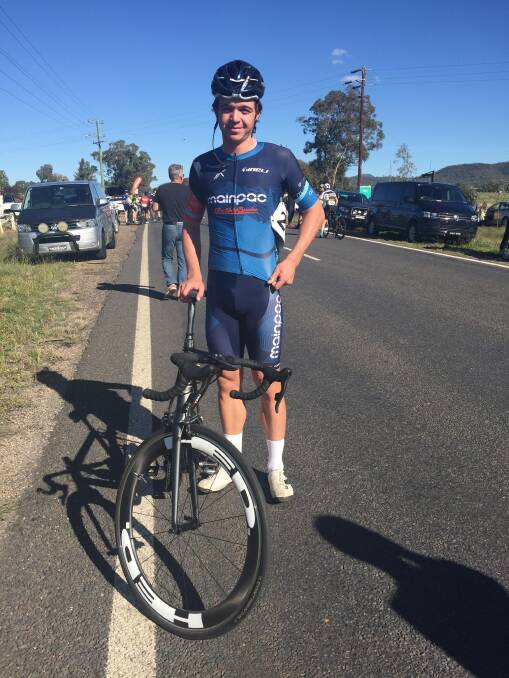 Strong sprint: Dubbo's Luke Ensor was the first to cross the finish line.