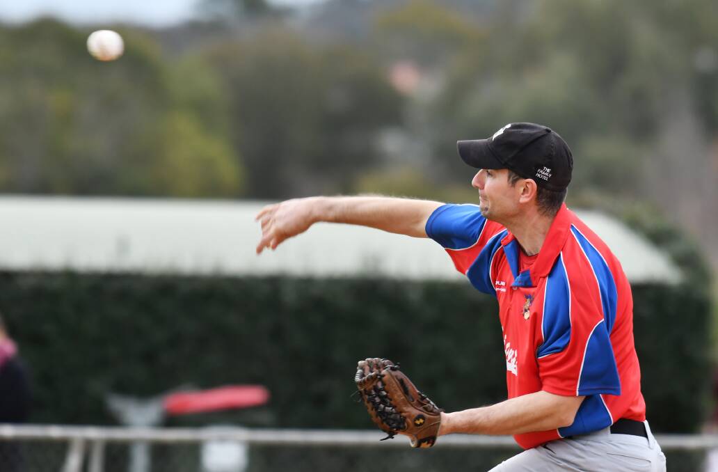 Opening pitch: Grant Sippel, here in action last season, and his Gunnedah Giants side commence their 2017 Tamworth Baseball competition campaign on Saturday.