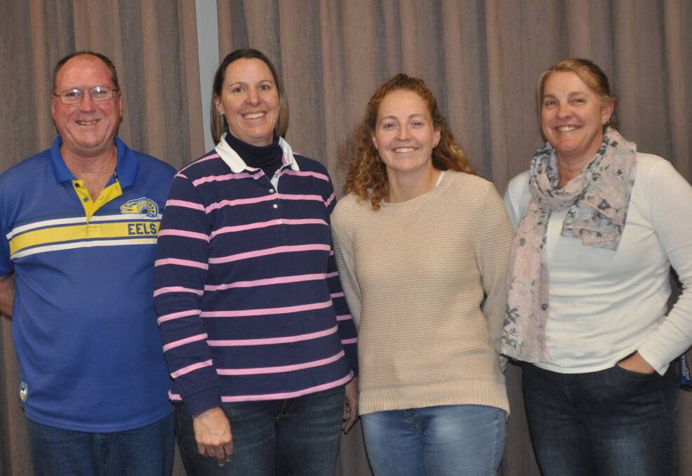 The A team: The new Swimming Gunnedah committee (L-R) Brian Coombs (secretary), Jen Lush (vice-president), Lisa Steele (president), and Renee Campbell (registrar). Absent: Chris Jones (treasurer) and Nichole Carlyon (committee member).