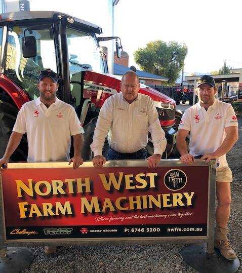 Melbourne he we come: North West Farm Machinery's Roger Moylan (centre) with Quirindi players James Davison and Toby Simkin. The Lions will have a rare chance to experience how a professional rugby franchise operates this week.