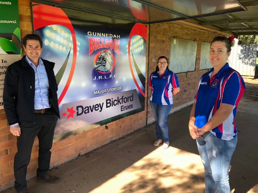 Welcome upgrade: (L-R) Member for Tamworth Kevin Anderson delivers the good news to Gunnedah Junior Rugby League vice-president Alicha Davison and Alicia Laws.