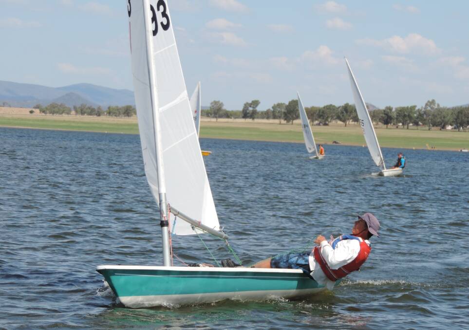 Tough competition: Lake Keepit Sailing Club's Keith Garrett shows his skills on the water during the recent zone regatta.