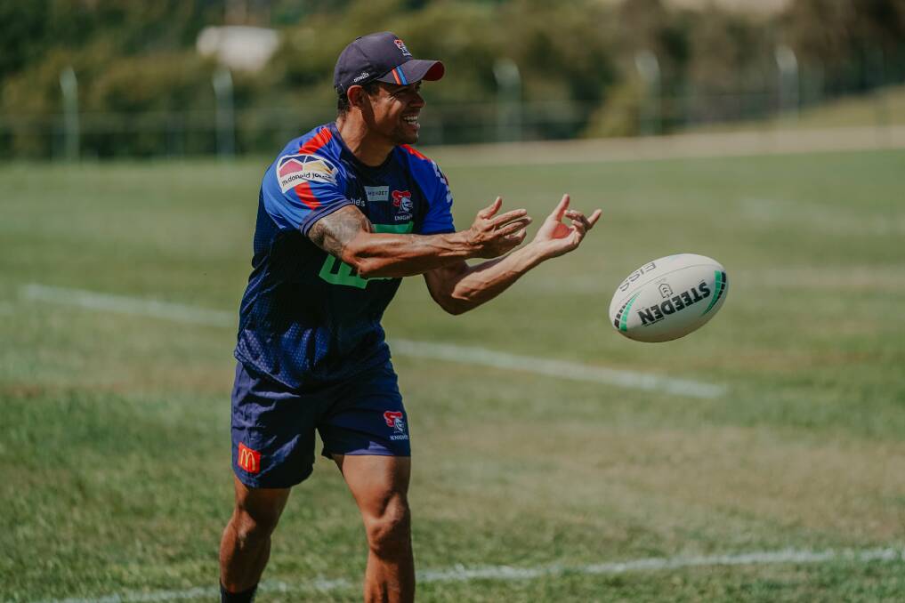 X-factor: Returning star Dane Gagai trains with the Knights in Armidale this week. Photo: Knights Media