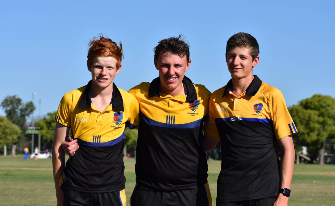 Terrific trio: Carter McIlveen, Henry Johns, Alasdair Hewitt played for the Northern Inland Gold side at the Northern NSW Pathways Challenge in Tamworth on the weekend.