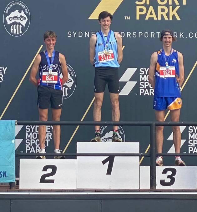 Golden moment: Adam Williams won the 17-years boys event at the NSW All Schools Cross Country Championships. Photo: North West Schools Sports Association Facebook.