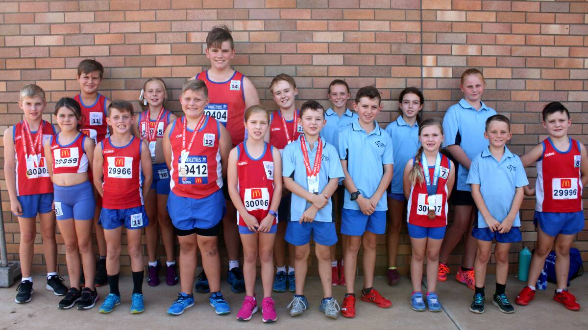 The Gunnedah contingent that competed at the recent Little Athletics NSW Regional Championships. Photo: Vanessa Hohnke