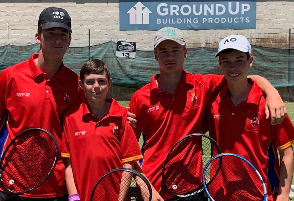 Top effort: St Mary's (L-R) Aaron Osmond, Nathan Moore, Cooper Wilkinson and Vitorio Sardinha displayed great team spirit at last week's Australian Schools Tennis Challenge.