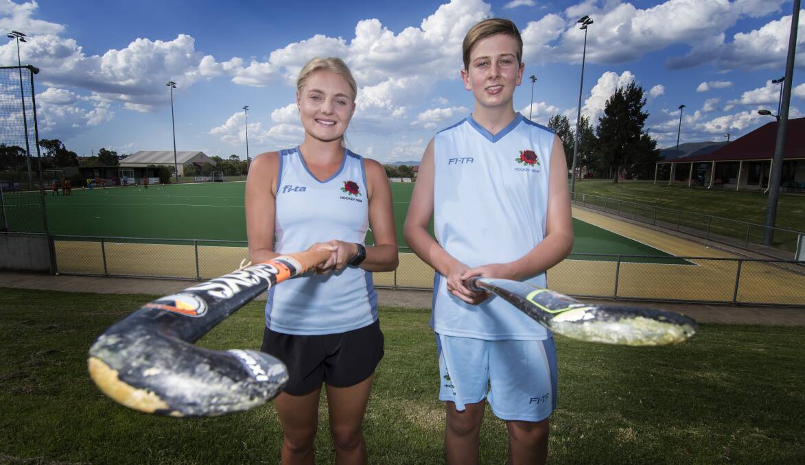 National title trail: Abigail Doolan and Sam Griffith will be part of an eight-strong Tamworth contingent looking to strike gold at the Australian Indoor Hockey Festival. Photo: Peter Hardin