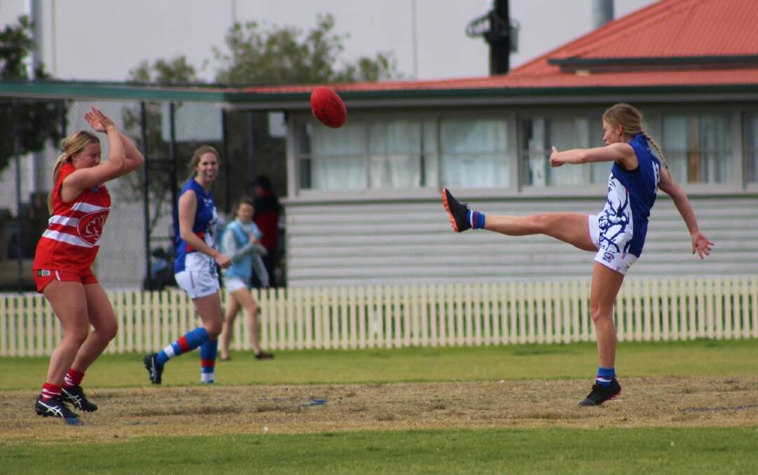 On target: Genevieve Vickers has a chance to be a dual-code premiership winner with the Bulldogs women on track to emulate the Red Devils' success last year. Photo: Stephanie Eveleigh