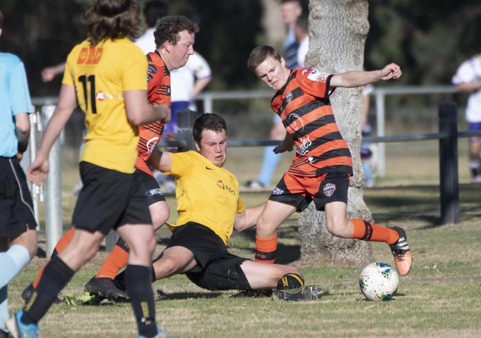 Strike weapon: Rob Pryor was instrumental in Gunnedah FC's first win over Tamworth FC in recent memory scoring a double.