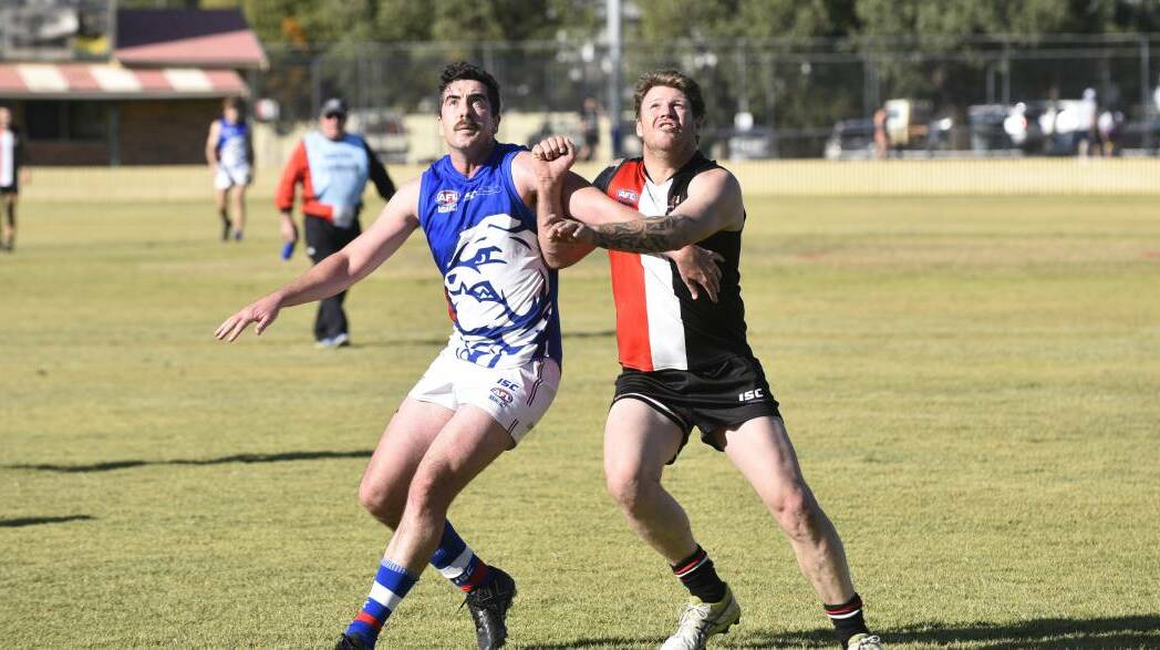 back in the groove: Gunnedah's Sam Proudfoot (left) said it was great to be " back around the boys" again with the defending champions resuming training. 