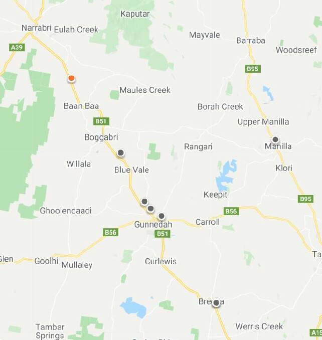 Roadworks dot the Live Traffic NSW map all along the Kamilaroi Highway. Image: Live Traffic NSW