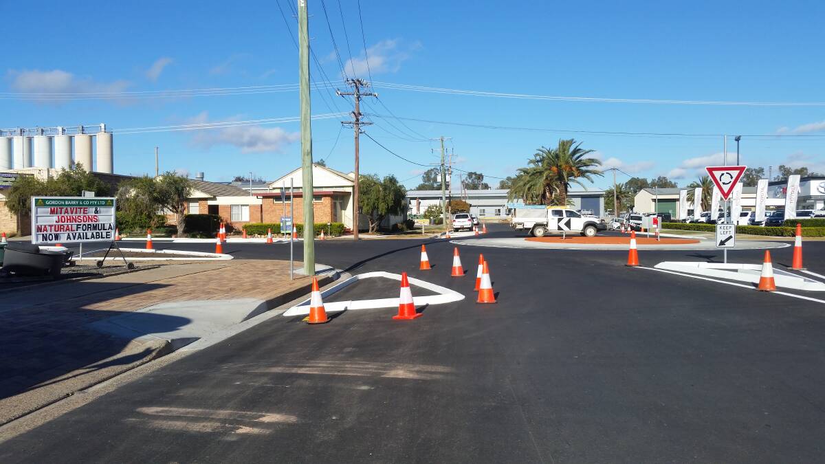 The rubber kerbing brightens up the new road tar. Photo: supplied
