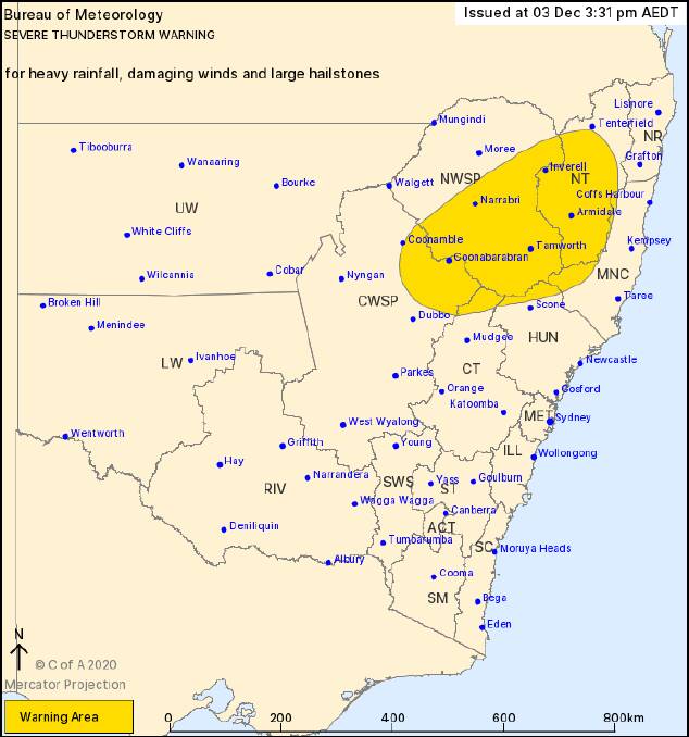 The warning issued on Thursday afternoon. Image: BoM