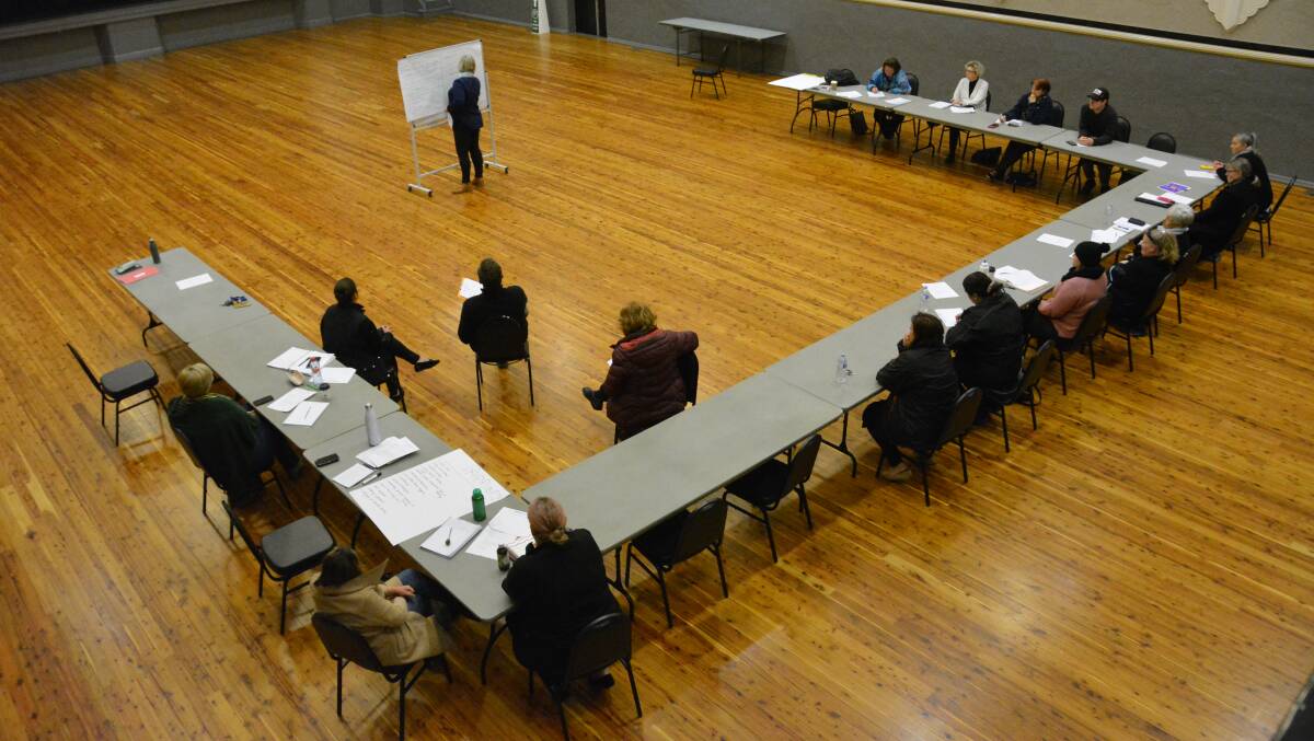 The meeting in action at Gunnedah Town Hall. Photo: Jessica Worboys