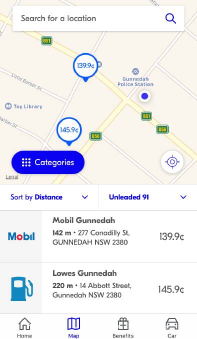 The myNRMA app shows where the cheapest fuel prices are at just the touch of a button.