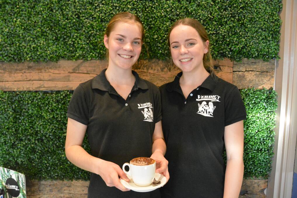 The Verdict's Maya Gallagher and Holly Rodstrom with a fresh brew. Photo: Jessica Worboys