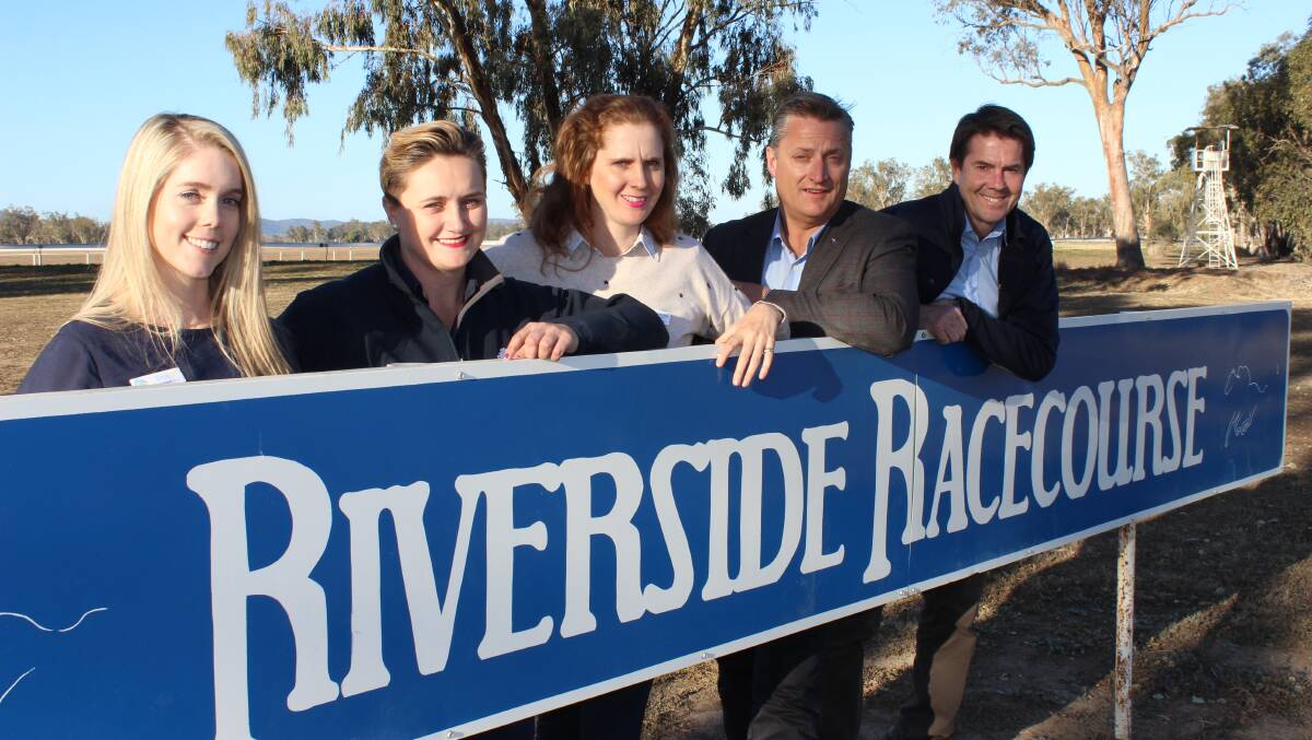 Gunnedah Shire Council's Emily Wilson, Oaktree Retirement Village's Kathryn Blinman, council's Charlotte Hoddle, mayor Jamie Chaffey, and Tamworth MP Kevin Anderson are all involved in the organisation of the Hay and Harvest Festival. Photo: supplied