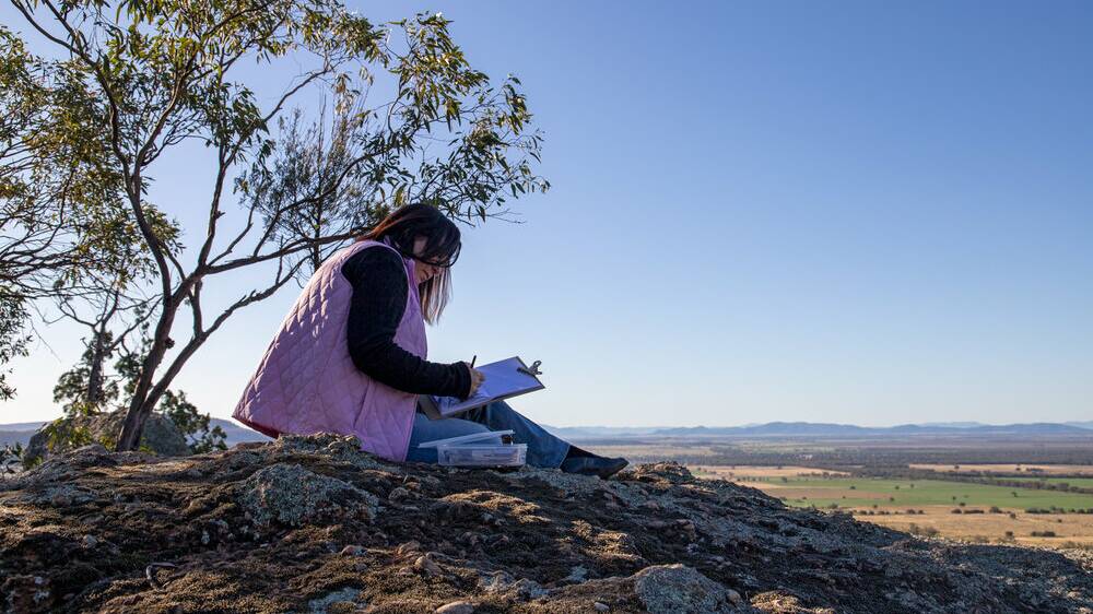 Gunnedah shire artist Maree Kelly at work on her Panorama Project sketchbook.