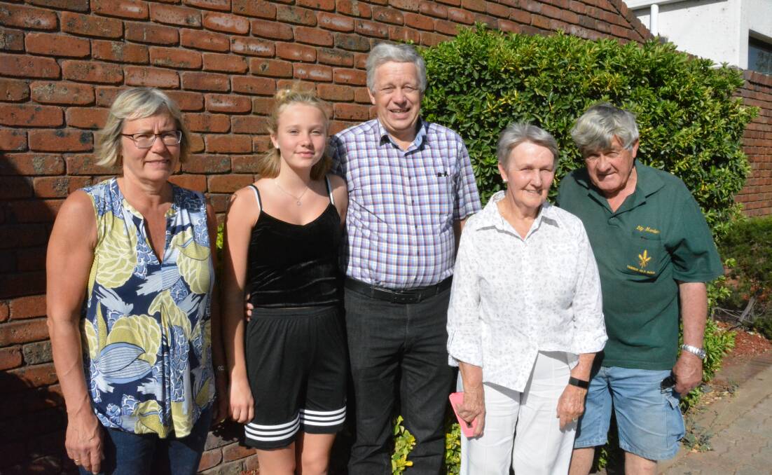 LONG DISTANCE FAMILY: Denmark man Kristian Thomsen (centre) with (from left) his wife, Lis, his youngest daughter, Laura, and Anne and Brian Riordan. Photo: Jessica Worboys