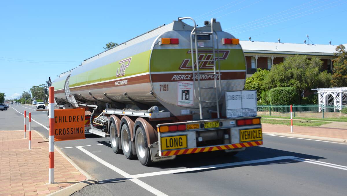 As the heavy vehicle route, the crossing on Bloomfield Street in front of St Xavier's Primary School and St Mary's College sees lots of trucks such as this one. Photo: Jessica Worboys