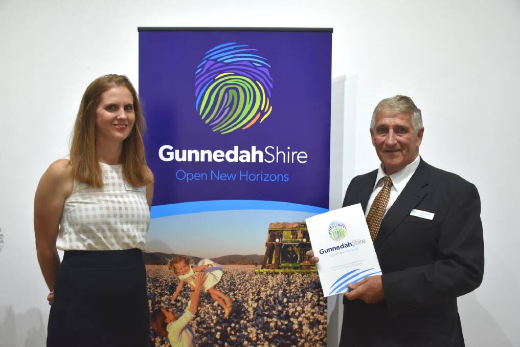 Gunnedah Shire Council's economic development manager Charlotte Hoddle and deputy mayor Rob Hooke at the brand launch. Photo: supplied