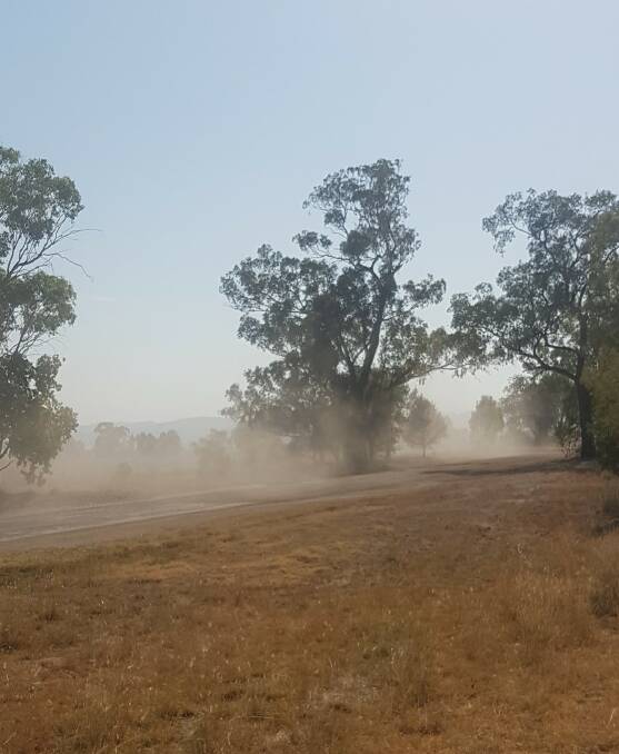 The dust on Rangari Road. Photo: Derek Talbott.