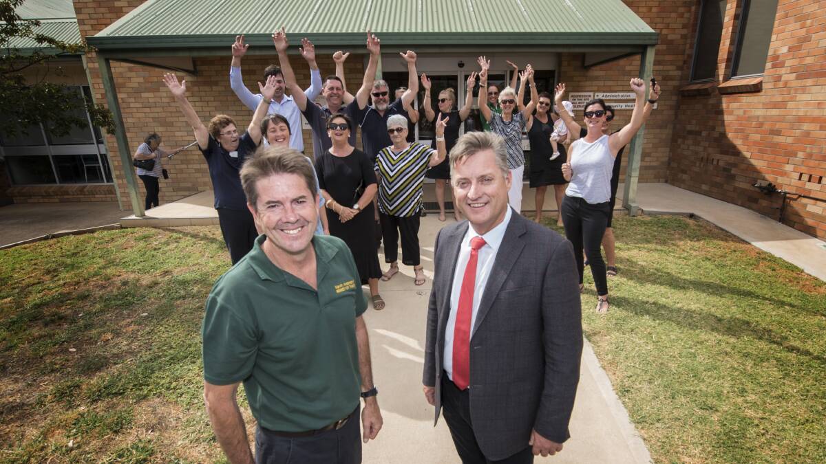 Tamworth MP Kevin Anderson and Gunnedah mayor Jamie Chaffey at the funding announcement in March. Photo: Peter Hardin