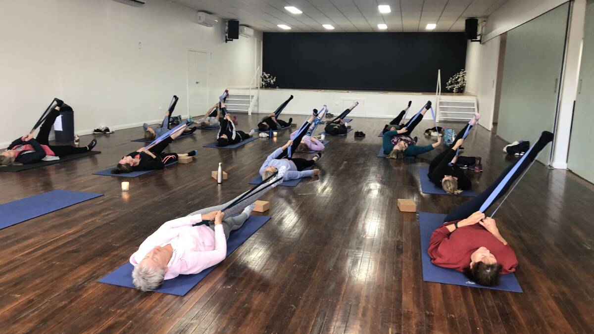 Local ladies enjoying the free yoga class. Photo: supplied
