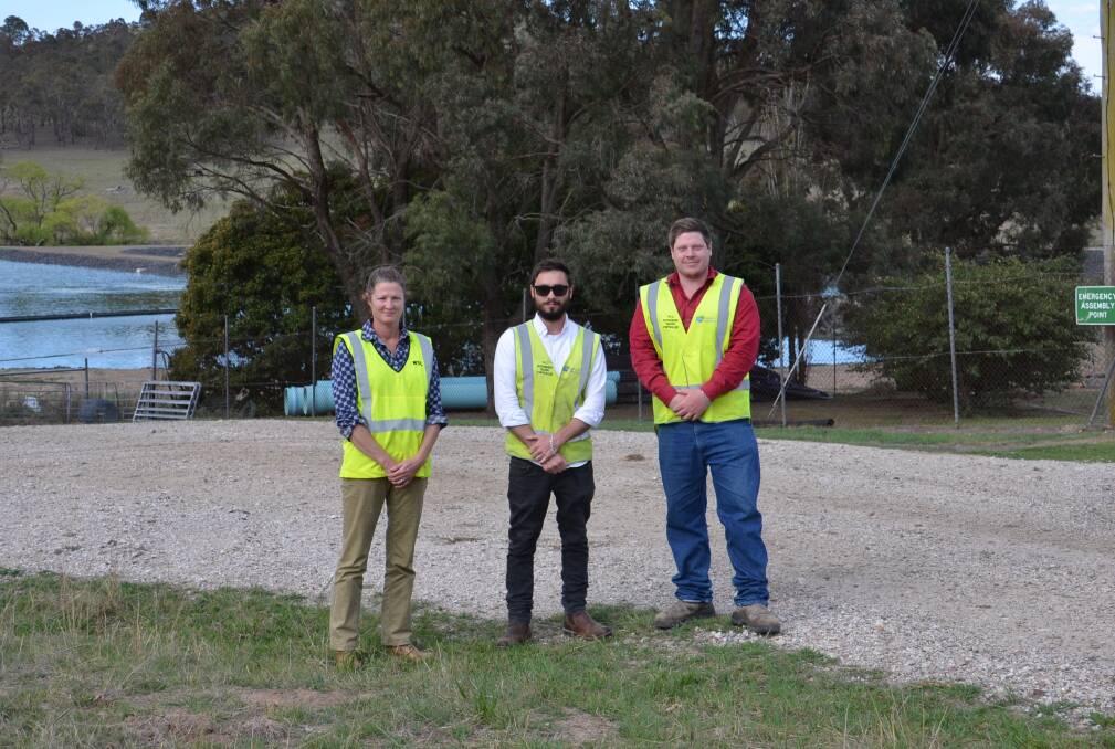 The Walcha Council waste-water team: Tess Dawson, senior manager water, sewer & waste, Sean Perkins, project officer and Dylan Reeves, director of engineering. Photo: Vanessa Arundale