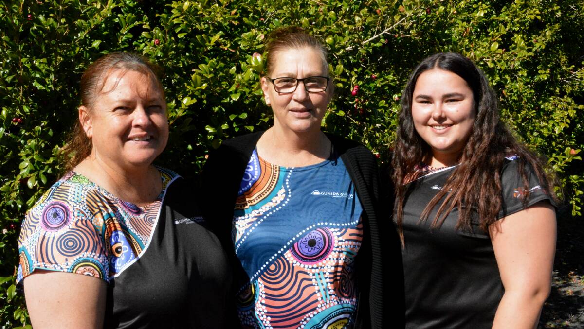 Gunida Gunyah Aboriginal Corporation Jane Bender (centre) with Shantel Simpson and Libby Wicks, who will be working with the new programs' clients. Photo: Jessica Worboys