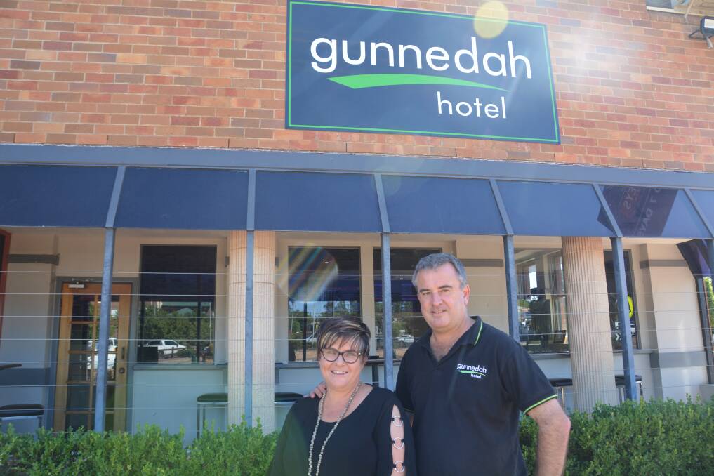 END OF AN ERA: Publicans Kim and Chris Gibbs outside the Gunnedah Hotel. Photo: Jessica Worboys.