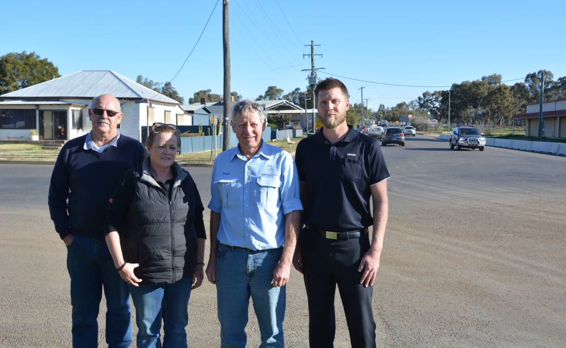 BARBER STREET BUSINESSES: JA Berry's David Berry, Gunnedah Hire Service's Jo Wettenhall, Gunnedah Veterinary Hospital's David Amos, and Reece Plumbing's Scott Cannon are all concerned about the closure of New Street and View Street. Photo: Jessica Worboys